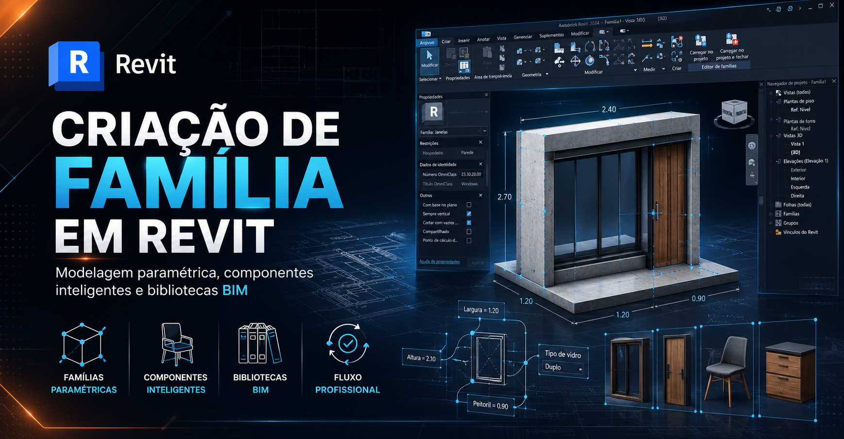 Capa do curso Criação de Familia em Revit