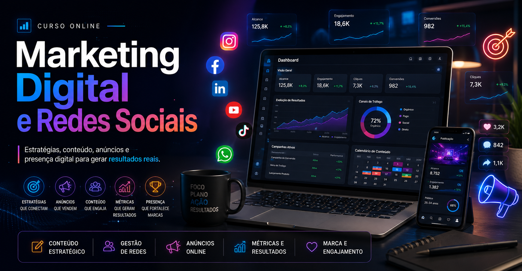 Capa do curso Marketing Digital e Redes Sociais - Gestão de Alta Perfomance