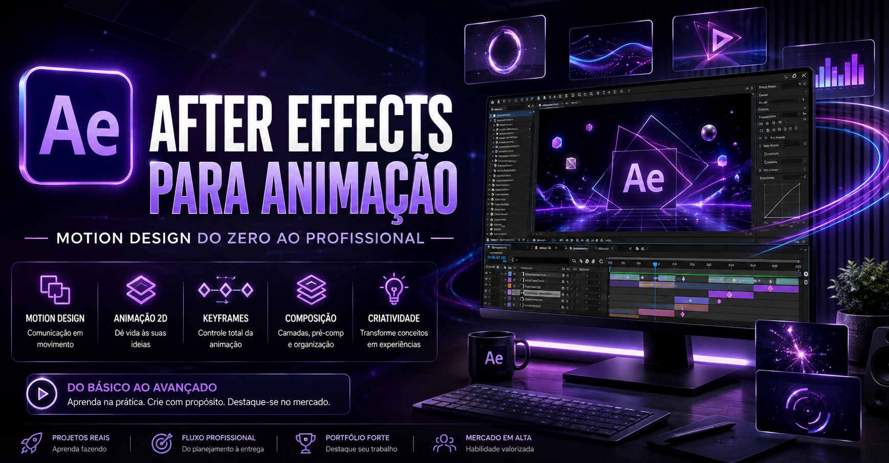 Capa do curso After Effects para Animação: Motion Design do Zero ao Profissional